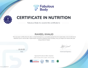 Raheel Khalid-Nutrition